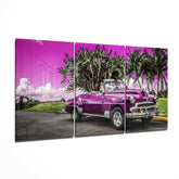 Purple Classic Car Glass Art.